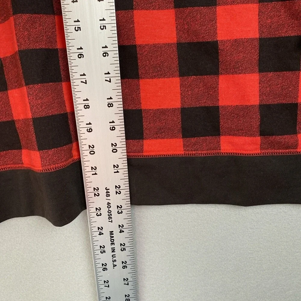 Eddie Bauer Womens 2XL Red Black Buffalo Plaid Camp‎ Fleece Sweatshirt Christmas